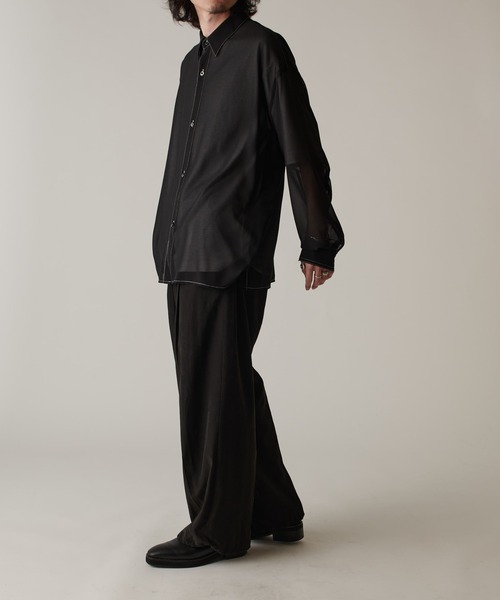 Lui's（ルイス）の「オーガンジー配色ステッチシャツ（シャツ/ブラウス・メンズ・グレー/ブラック・FREE）」の18枚目の写真