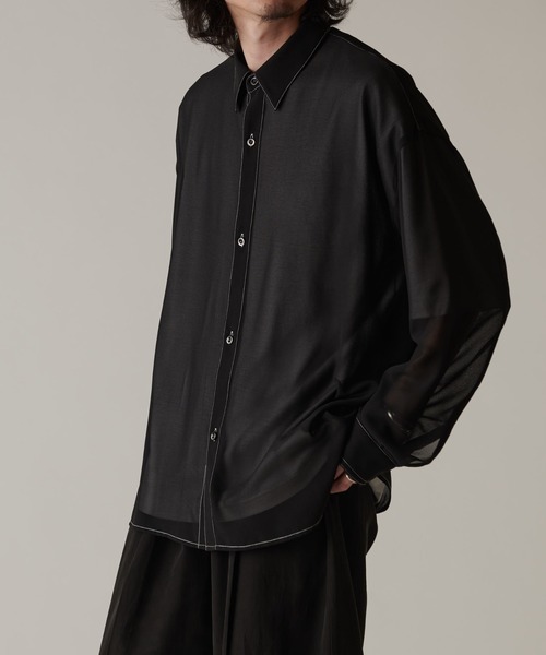 Lui's（ルイス）の「オーガンジー配色ステッチシャツ（シャツ/ブラウス・メンズ・グレー/ブラック・FREE）」の22枚目の写真