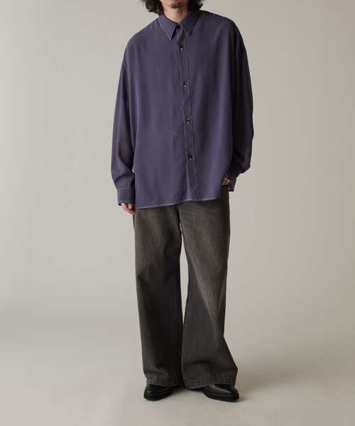 Lui's（ルイス）の「オーガンジー配色ステッチシャツ（シャツ/ブラウス・メンズ・グレー/ブラック・FREE）」の21枚目の写真