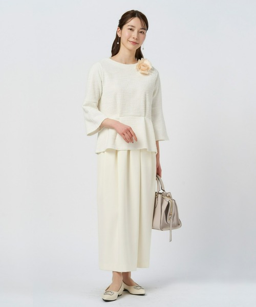 TOKYO SHIRTS（トウキョウシャツ）の「ペプラムツイードプルオーバー（シャツ/ブラウス・レディース・ブラック/オフホワイト・M/L/LL）」の9枚目の写真