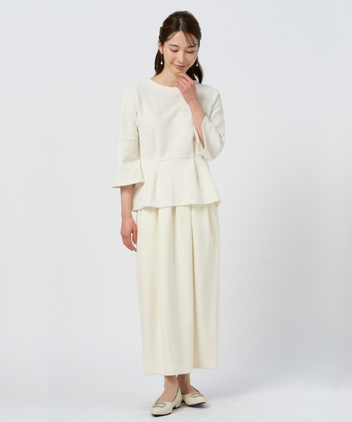 TOKYO SHIRTS（トウキョウシャツ）の「ペプラムツイードプルオーバー（シャツ/ブラウス・レディース・ブラック/オフホワイト・M/L/LL）」の10枚目の写真