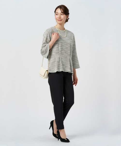 TOKYO SHIRTS（トウキョウシャツ）の「ペプラムツイードプルオーバー（シャツ/ブラウス・レディース・ブラック/オフホワイト・M/L/LL）」の12枚目の写真