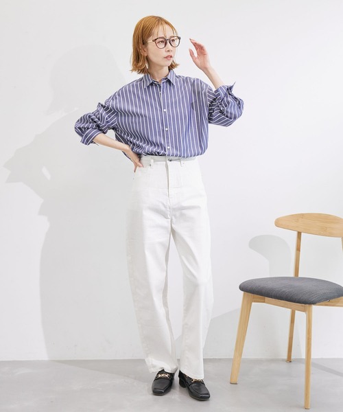 ROPE' PICNIC(ロペピクニック)の「着丈が選べる無地・ストライプシャツ/UVカット(シャツ/ブラウス・レディース・オフホワイト/ネイビー/ブルー系その他6/サックスブルー・38)」の9枚目の写真