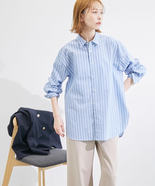 ROPE' PICNIC(ロペピクニック)の「着丈が選べる無地・ストライプシャツ/UVカット(シャツ/ブラウス・レディース・オフホワイト/ネイビー/ブルー系その他6/サックスブルー・38)」の15枚目の写真