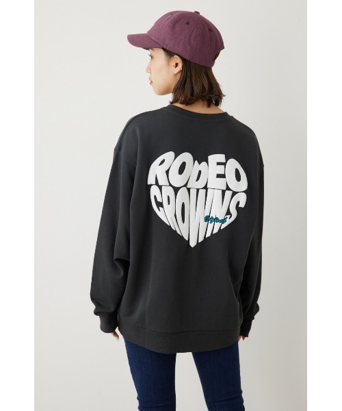 RODEO CROWNS WIDE BOWL（ロデオクラウンズワイドボウル）の「Heart logoスウェットトップス（スウェット・レディース・ネイビー/ダークグリーン/オフホワイト/チャコールグレー・FREE）」の3枚目の写真