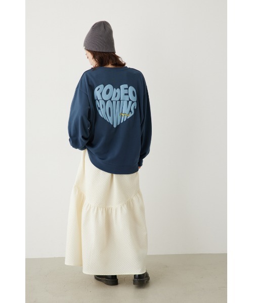 RODEO CROWNS WIDE BOWL（ロデオクラウンズワイドボウル）の「Heart logoスウェットトップス（スウェット・レディース・ネイビー/ダークグリーン/オフホワイト/チャコールグレー・FREE）」の7枚目の写真