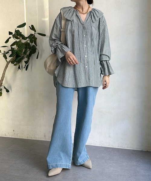 DouDou(ドゥドゥ)の「ペインターデニム(デニムパンツ・レディース・オフホワイト/ブルー・38/36)」の18枚目の写真