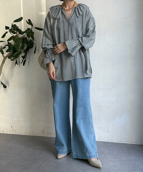 DouDou(ドゥドゥ)の「ペインターデニム(デニムパンツ・レディース・オフホワイト/ブルー・38/36)」の20枚目の写真