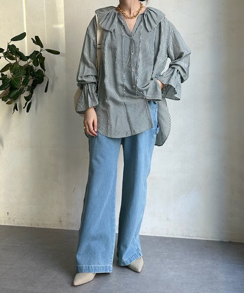 DouDou(ドゥドゥ)の「ペインターデニム(デニムパンツ・レディース・オフホワイト/ブルー・38/36)」の21枚目の写真