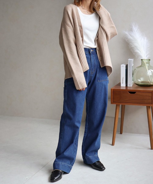 Social GIRL(ソーシャルガール)の「ペインターパンツ(デニムパンツ・レディース・ネイビー/ホワイト/ライトブルー/ブルー・M)」の5枚目の写真