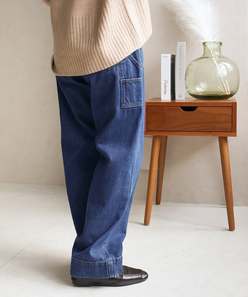 Social GIRL(ソーシャルガール)の「ペインターパンツ(デニムパンツ・レディース・ネイビー/ホワイト/ライトブルー/ブルー・M)」の6枚目の写真