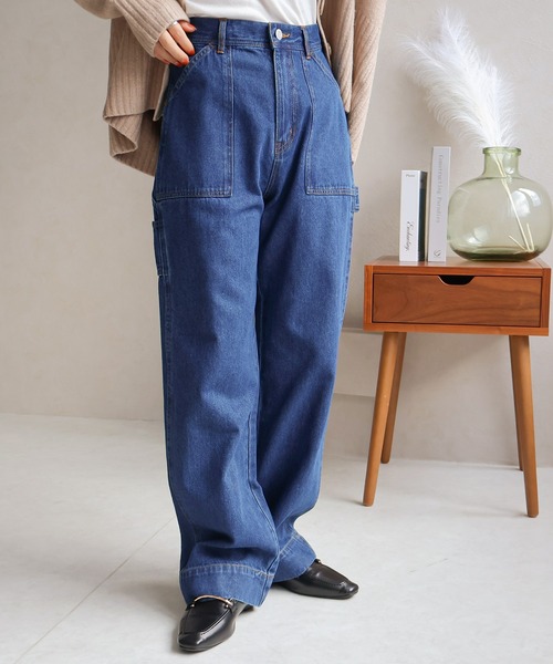 Social GIRL(ソーシャルガール)の「ペインターパンツ(デニムパンツ・レディース・ネイビー/ホワイト/ライトブルー/ブルー・M)」の7枚目の写真