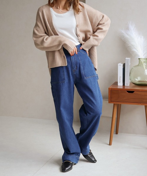 Social GIRL(ソーシャルガール)の「ペインターパンツ(デニムパンツ・レディース・ネイビー/ホワイト/ライトブルー/ブルー・M)」の9枚目の写真