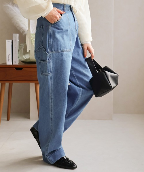 Social GIRL(ソーシャルガール)の「ペインターパンツ(デニムパンツ・レディース・ネイビー/ホワイト/ライトブルー/ブルー・M)」の10枚目の写真