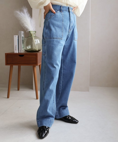 Social GIRL(ソーシャルガール)の「ペインターパンツ(デニムパンツ・レディース・ネイビー/ホワイト/ライトブルー/ブルー・M)」の12枚目の写真