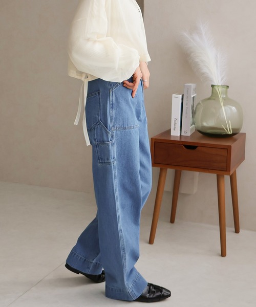 Social GIRL(ソーシャルガール)の「ペインターパンツ(デニムパンツ・レディース・ネイビー/ホワイト/ライトブルー/ブルー・M)」の13枚目の写真