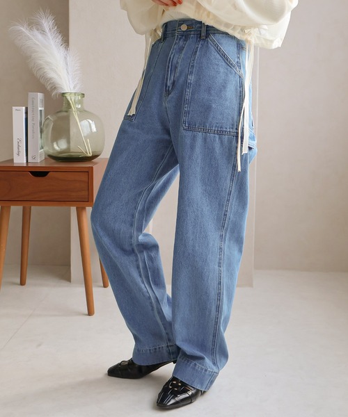 Social GIRL(ソーシャルガール)の「ペインターパンツ(デニムパンツ・レディース・ネイビー/ホワイト/ライトブルー/ブルー・M)」の14枚目の写真