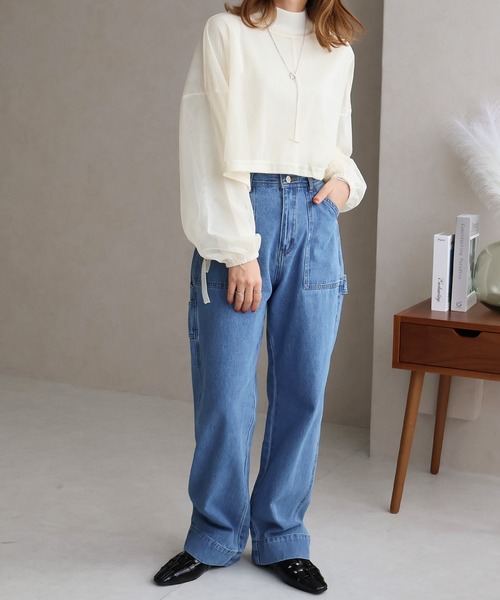 Social GIRL(ソーシャルガール)の「ペインターパンツ(デニムパンツ・レディース・ネイビー/ホワイト/ライトブルー/ブルー・M)」の15枚目の写真