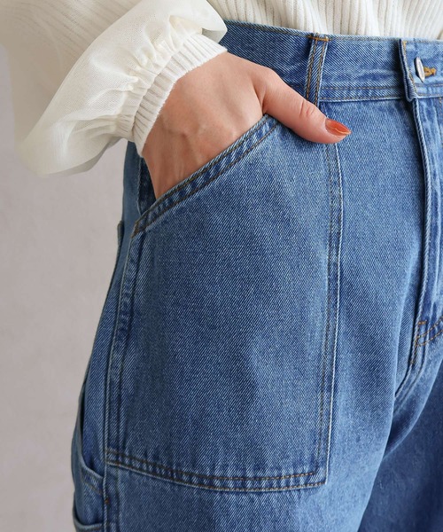 Social GIRL(ソーシャルガール)の「ペインターパンツ(デニムパンツ・レディース・ネイビー/ホワイト/ライトブルー/ブルー・M)」の18枚目の写真