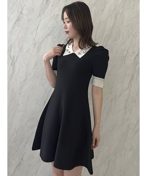 dazzlin（ダズリン）の「ビジューカラー半袖ニットワンピース（ワンピース・レディース・ブラック/グレー・SMALL/MEDIUM）」の21枚目の写真