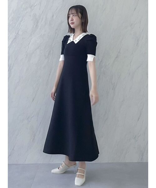 dazzlin（ダズリン）の「ビジューカラー半袖ニットワンピース