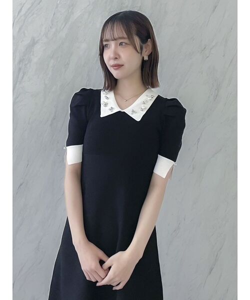 dazzlin（ダズリン）の「ビジューカラー半袖ニットワンピース（ワンピース・レディース・ブラック/グレー・SMALL/MEDIUM）」の12枚目の写真