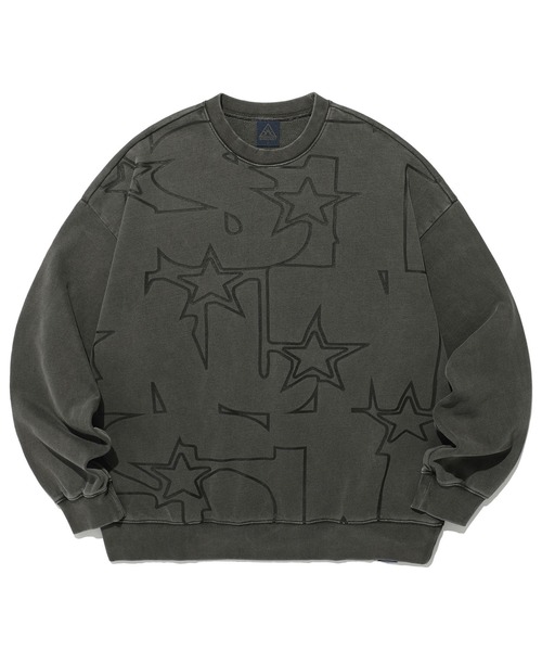 ISTKUNST(イストクンスト)の「A'GEM/9 × .kom『ISTKUNST/イストクンスト』 BIG TEXT SWEATSHIRT/テキスト グラフィック プルーオーバー スウェット(スウェット・メンズ・ベージュ/ブラック・M)」の2枚目の写真