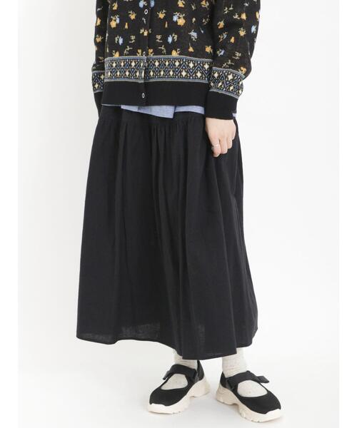 Samansa Mos2（サマンサ モスモス）の「綿麻切替ギャザースカート（スカート・レディース・オフホワイト/チャコールグレー/ブラック/ベージュ・F）」の18枚目の写真