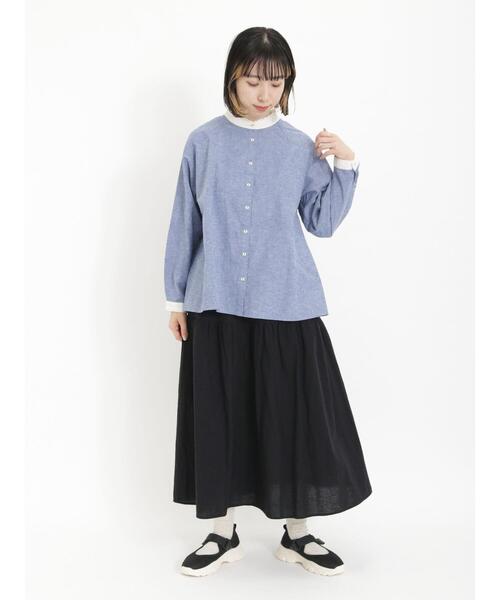 Samansa Mos2（サマンサ モスモス）の「綿麻切替ギャザースカート（スカート・レディース・オフホワイト/チャコールグレー/ブラック/ベージュ・F）」の15枚目の写真