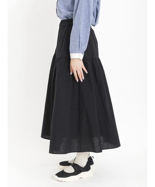 Samansa Mos2（サマンサ モスモス）の「綿麻切替ギャザースカート（スカート・レディース・オフホワイト/チャコールグレー/ブラック/ベージュ・F）」の13枚目の写真