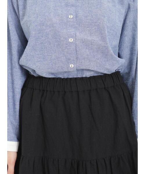 Samansa Mos2（サマンサ モスモス）の「綿麻切替ギャザースカート（スカート・レディース・オフホワイト/チャコールグレー/ブラック/ベージュ・F）」の11枚目の写真