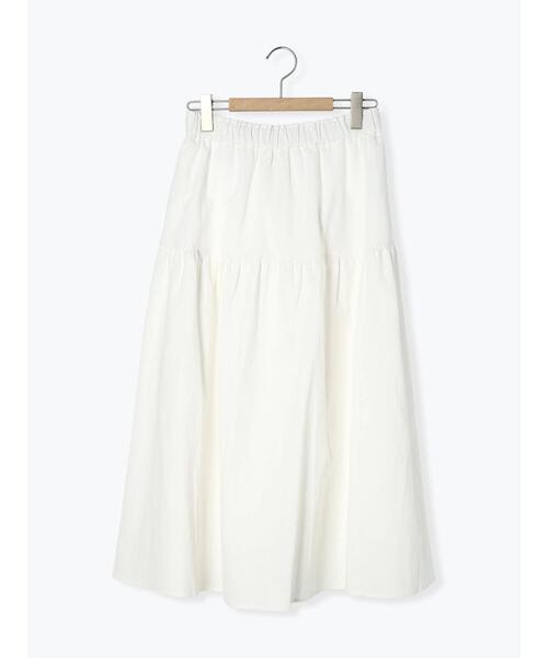 Samansa Mos2（サマンサ モスモス）の「綿麻切替ギャザースカート（スカート・レディース・オフホワイト/チャコールグレー/ブラック/ベージュ・F）」の7枚目の写真