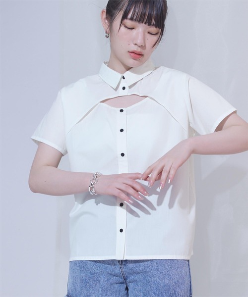 トップブランドのファッション デコルテカットシャツ（シャツ/ブラウス）｜miette（ミエット 応援グッズ