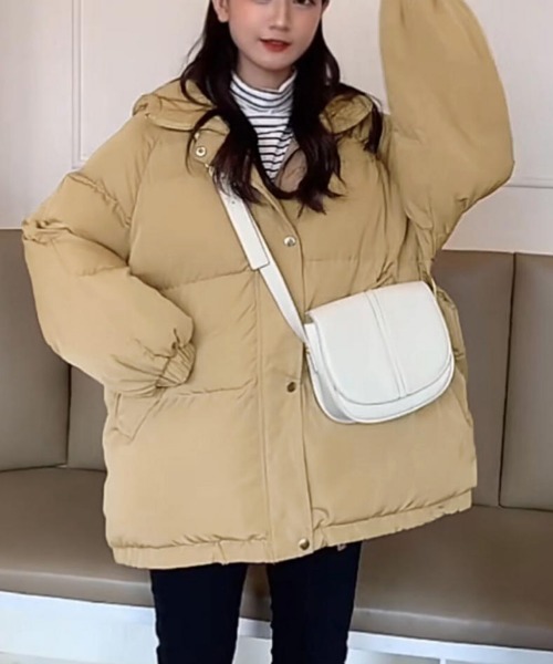 Miniministore(ミニミニストア)の「エコダウンジャケット フード付き韓国冬服(ダウンジャケット/コート・レディース・ブラック/アイボリー/パープル/ベージュ/ブルー・FREE)」の3枚目の写真