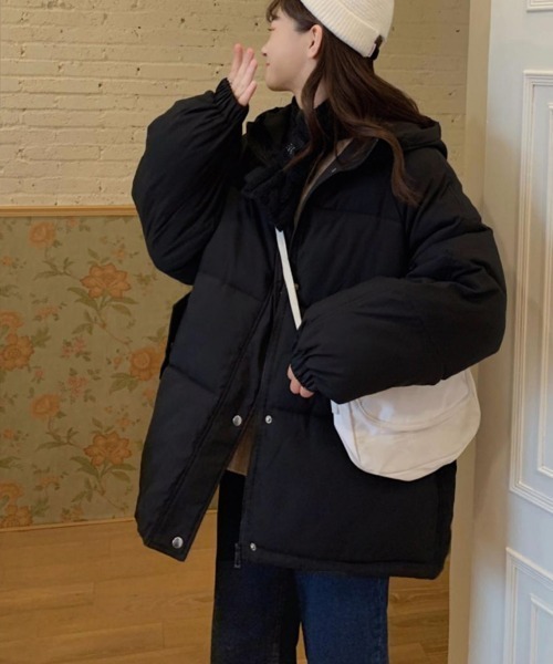 Miniministore(ミニミニストア)の「エコダウンジャケット フード付き韓国冬服(ダウンジャケット/コート・レディース・ブラック/アイボリー/パープル/ベージュ/ブルー・FREE)」の6枚目の写真