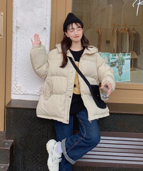 Miniministore(ミニミニストア)の「エコダウンジャケット フード付き韓国冬服(ダウンジャケット/コート・レディース・ブラック/アイボリー/パープル/ベージュ/ブルー・FREE)」の8枚目の写真