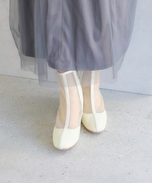 ブロックヒールチュールブーツサンダル