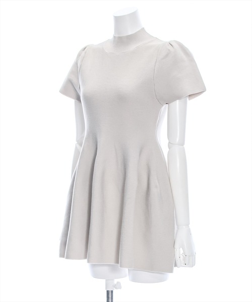 clear（クリア）の「チュニック丈裾フレア半袖ニットトップス≪2024SS新作≫（チュニック・レディース・ブラック/グレイッシュベージュ/アイボリー/ピンク・F）」の5枚目の写真