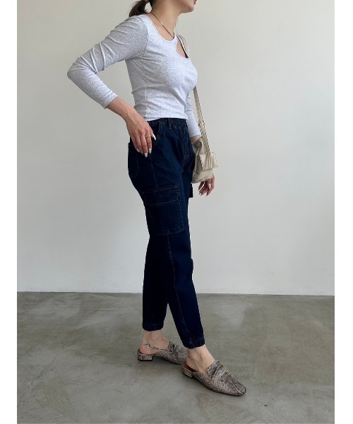 DAIS-Y（デイジー）の「【低身長さんサイズ】スリムジョガーデニムパンツ（デニムパンツ・レディース・ネイビー・M）」の5枚目の写真