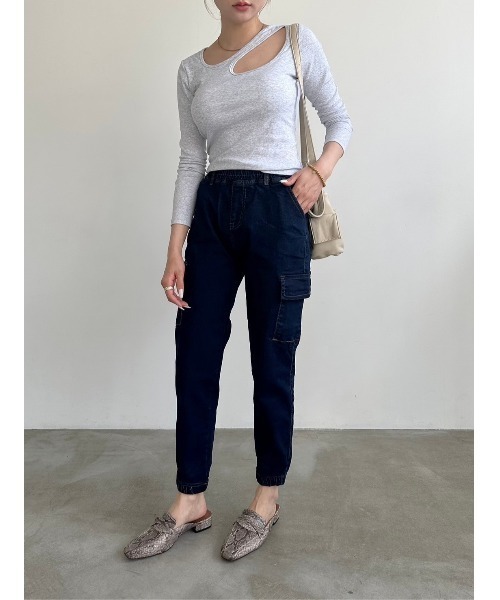 DAIS-Y（デイジー）の「【低身長さんサイズ】スリムジョガーデニムパンツ（デニムパンツ・レディース・ネイビー・M）」の7枚目の写真