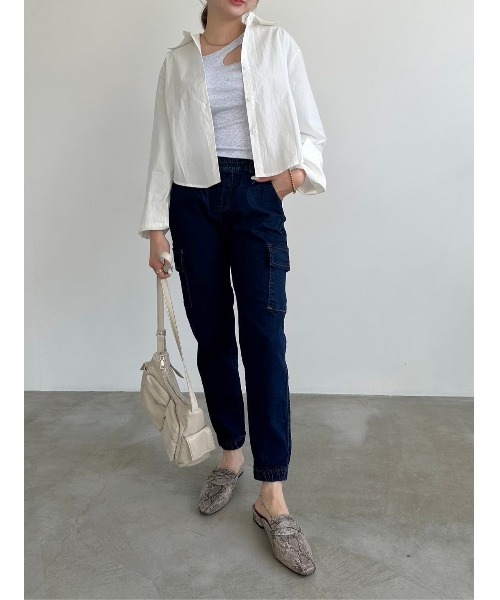 DAIS-Y（デイジー）の「【低身長さんサイズ】スリムジョガーデニムパンツ（デニムパンツ・レディース・ネイビー・M）」の9枚目の写真