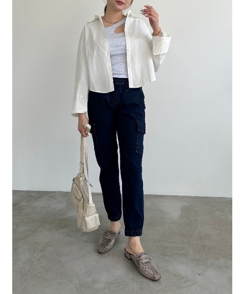 DAIS-Y（デイジー）の「【低身長さんサイズ】スリムジョガーデニムパンツ（デニムパンツ・レディース・ネイビー・M）」の10枚目の写真