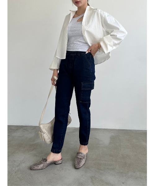 DAIS-Y（デイジー）の「【低身長さんサイズ】スリムジョガーデニムパンツ（デニムパンツ・レディース・ネイビー・M）」の11枚目の写真