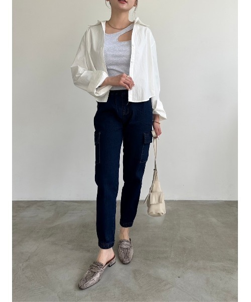 DAIS-Y（デイジー）の「【低身長さんサイズ】スリムジョガーデニムパンツ（デニムパンツ・レディース・ネイビー・M）」の12枚目の写真