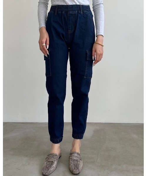 DAIS-Y（デイジー）の「【低身長さんサイズ】スリムジョガーデニムパンツ（デニムパンツ・レディース・ネイビー・M）」の13枚目の写真