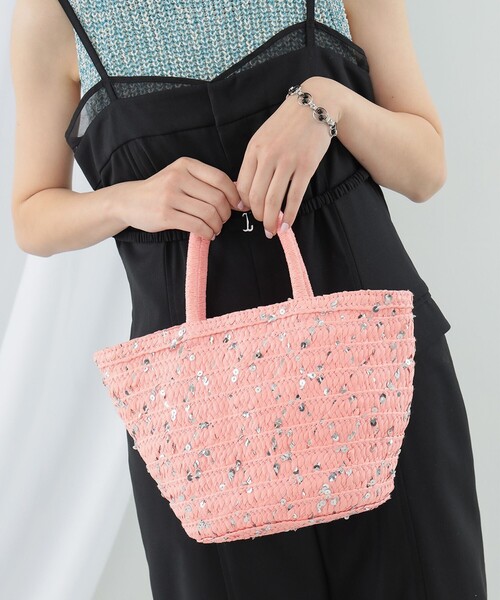 Ray BEAMS（レイビームス）の「Ray BEAMS / グリッター ペーパー バッグ（かごバッグ・レディース・ピンク/ライトブルー/ベージュ・ONE SIZE）」の3枚目の写真