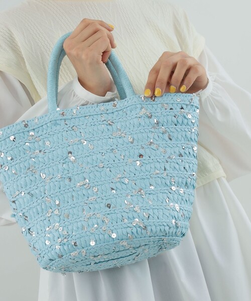 Ray BEAMS（レイビームス）の「Ray BEAMS / グリッター ペーパー バッグ（かごバッグ・レディース・ピンク/ライトブルー/ベージュ・ONE SIZE）」の8枚目の写真