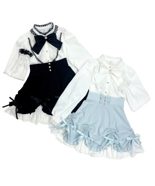 Secret Honey（シークレットハニー）の「シャーリングリボンスカート（スカート・レディース・ブルー/ブラック・MEDIUM）」の3枚目の写真