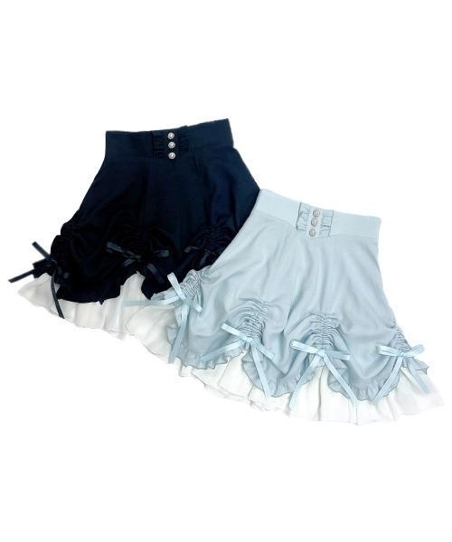 Secret Honey（シークレットハニー）の「シャーリングリボンスカート（スカート・レディース・ブルー/ブラック・MEDIUM）」の4枚目の写真
