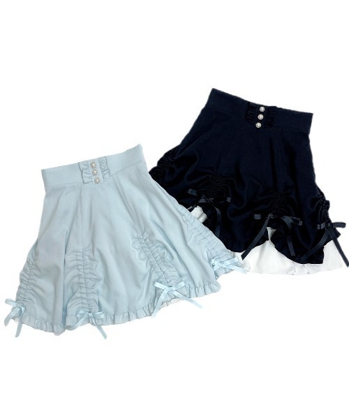 Secret Honey（シークレットハニー）の「シャーリングリボンスカート（スカート・レディース・ブルー/ブラック・MEDIUM）」の5枚目の写真